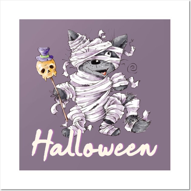 Halloween Funny Cat Wall Art by alcoshirts